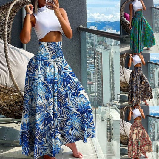 💃Pantaloni largi cu imprimeu floral pentru stațiune primăvară/vară 2025