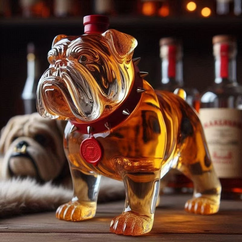 Sticlă de whisky amuzantă în formă de buldog francez (doar sticla, whisky-ul nu este inclus)