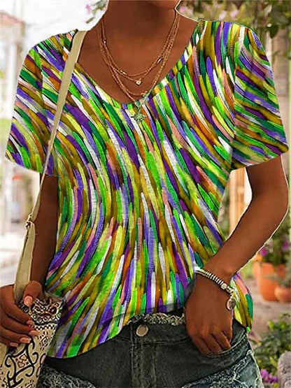 【S-5XL】2025 Tricou nou imprimat pentru damă, cu decolteu în V