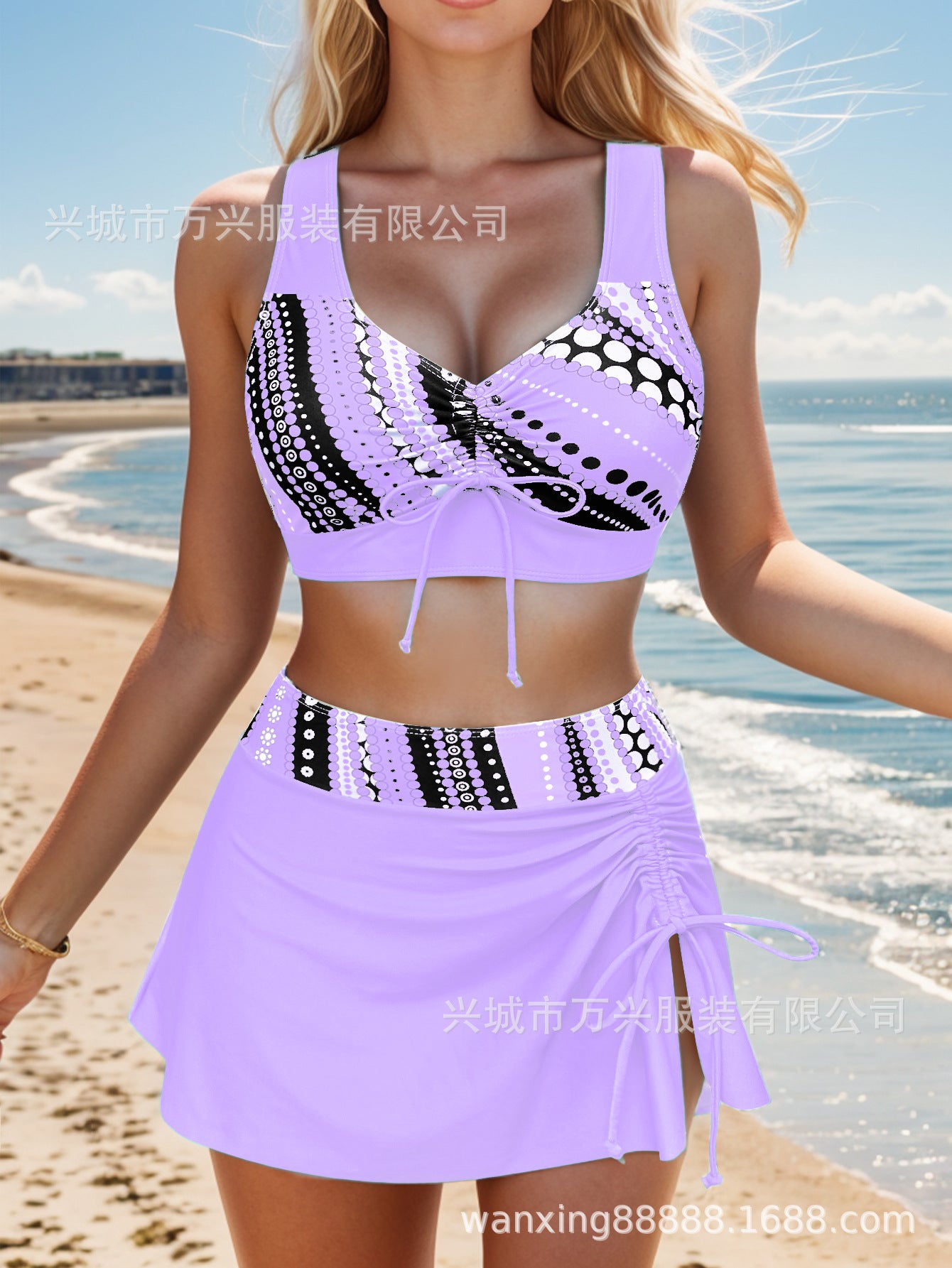 🩱👙【S-2XL】Pohodlné dvojdielne plavky s potlačou a sťahovacou šnúrkou pre ženy