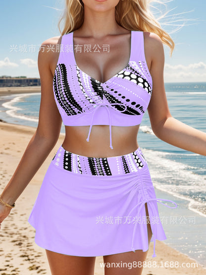 🩱👙【S-2XL】Pohodlné dvojdielne plavky s potlačou a sťahovacou šnúrkou pre ženy
