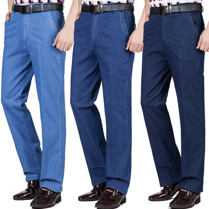 👖👖【55-110KG】 2025 noi blugi elastici cu talie înaltă pentru bărbați de dimensiuni mari