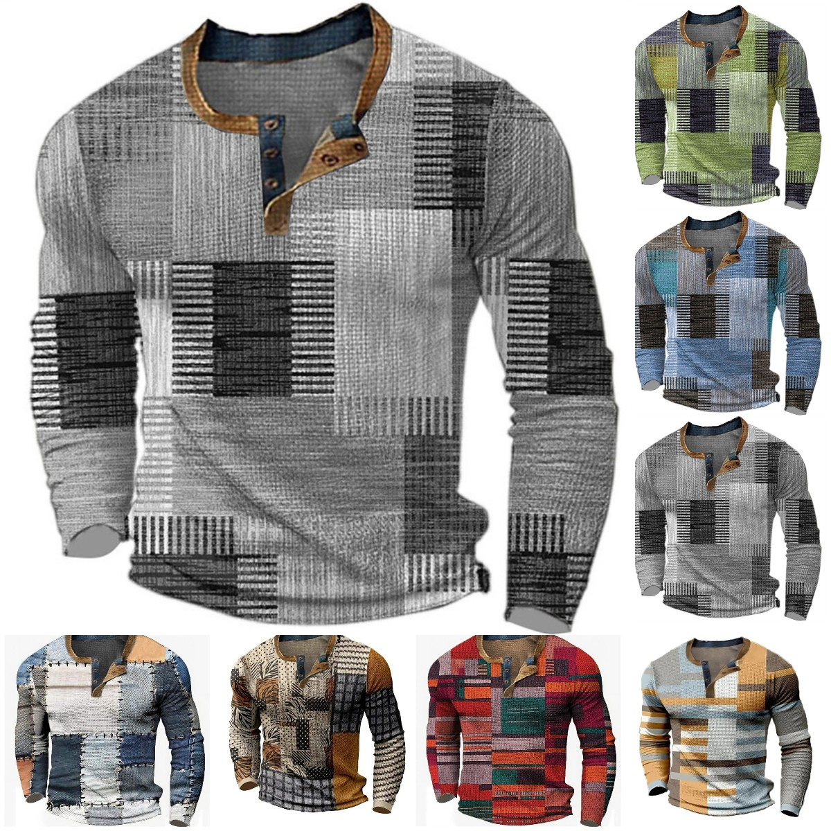 👔【S-4XL】🔥  Nová kolekce pánských košil s potiskem, dlouhé rukávy, uvolněný styl Henry, dostupné ve více barvách