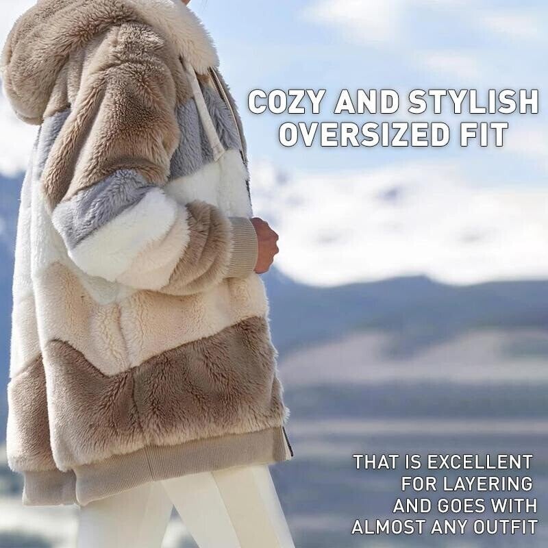 ❄️[S-5XL] Nueva chaqueta cálida con capucha y rayas de felpa 2025