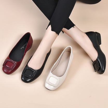 🔥🔥🥿【35-41】Pantofi de dama din piele moale cu toc rotund