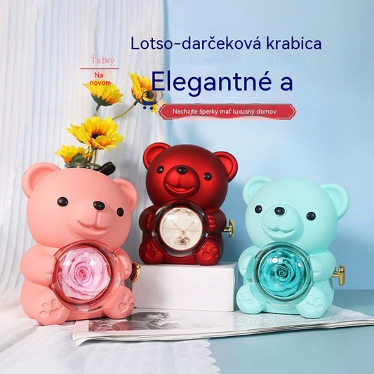 😍Αξιολάτρευτο αρκουδάκι με ένα διατηρημένο τριαντάφυλλο - Αρκουδάκι διακοσμημένο με ένα αληθινό τριαντάφυλλο, σε ένα όμορφο κουτί δώρου - Ρομαντικό δώρο για την Ημέρα της Μητέρας, γάμους