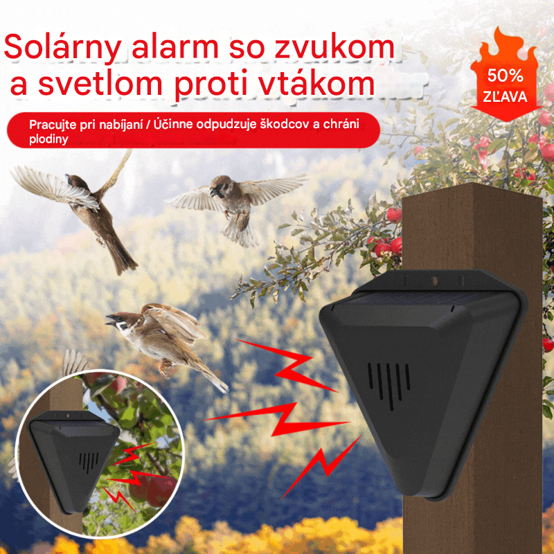 【🔥Kúpte 1 a získajte 1 zadarmo】📣Univerzálny solárny plašič vtákov Zvukový a svetelný alarm pre sady, rybníky a ryžové polia