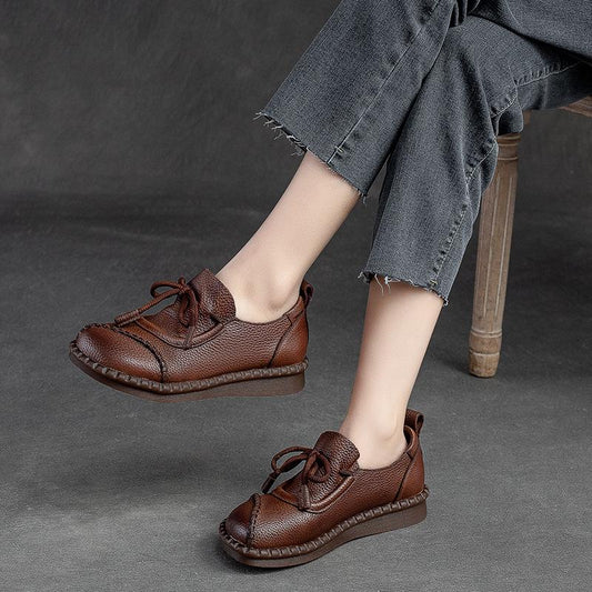 【35-40】2025 otoño nuevos zapatos de mujer de cuero hechos a mano de alta calidad