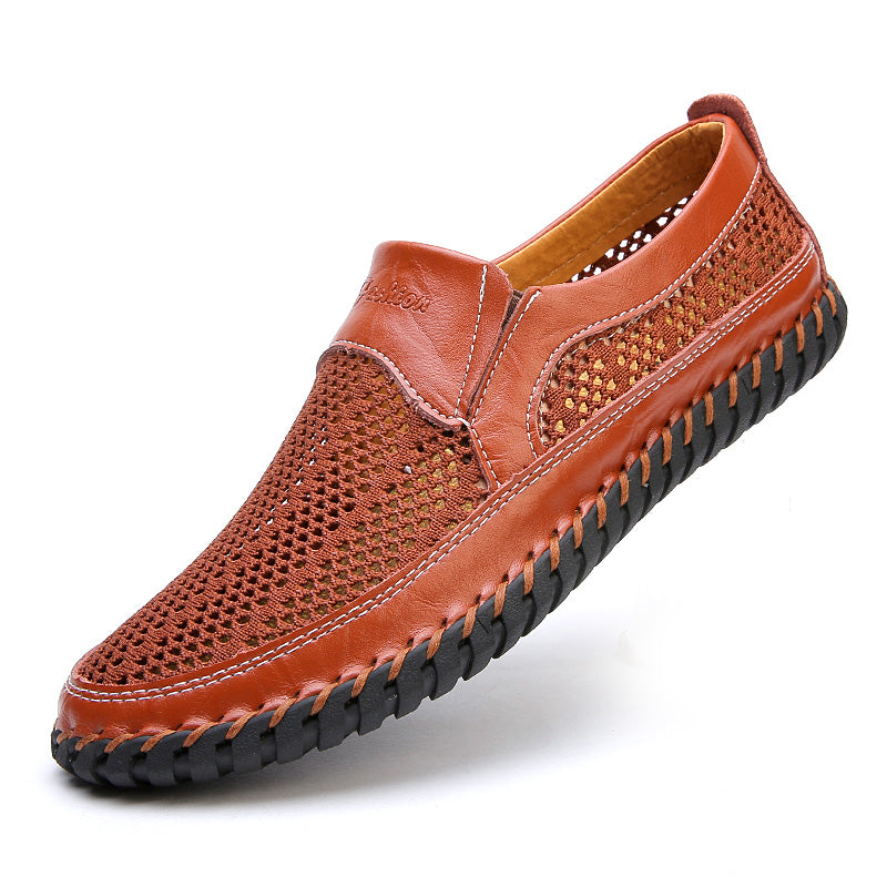 【38–48】👞Nowe męskie skórzane buty z siateczką – duże rozmiary – prawdziwa skóra bydlęca, odporne na pot i nieprzyjemny zapach, oddychające i wygodne 👞