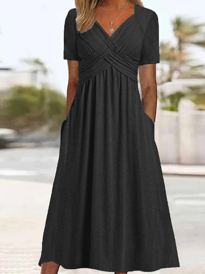 👍👍【50% REDUCERE】💐👗【S-3XL】Rochie simplă, casual, la modă, în culori uni, pentru primăvară și vară 2025