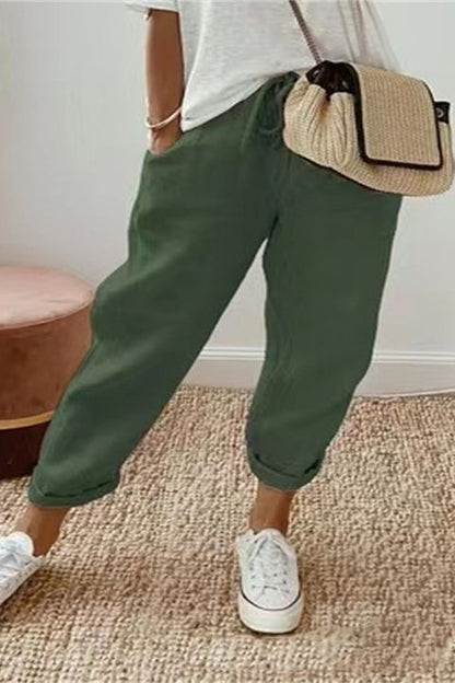 🔥2025 verano nuevos pantalones casuales de algodón y lino para mujer