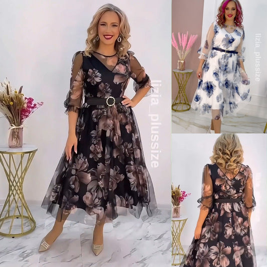 🌸💥【S-5XL】Rochie elegantă nouă, cu imprimeu