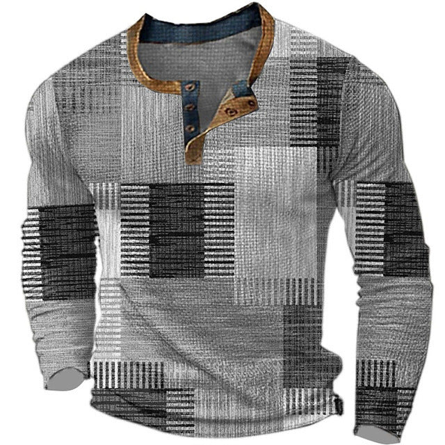👔【S-4XL】🔥  Nová kolekce pánských košil s potiskem, dlouhé rukávy, uvolněný styl Henry, dostupné ve více barvách