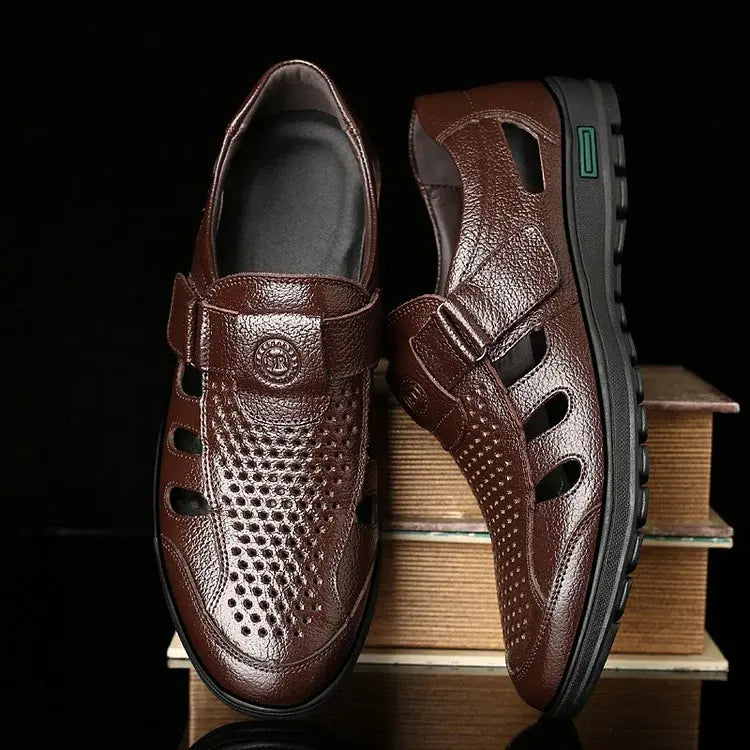 🔥【50% OFF】【39-44】Sandale de vară din piele naturală pentru bărbați, respirabile