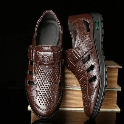 🔥【50% OFF】【39-44】Sandale de vară din piele naturală pentru bărbați, respirabile