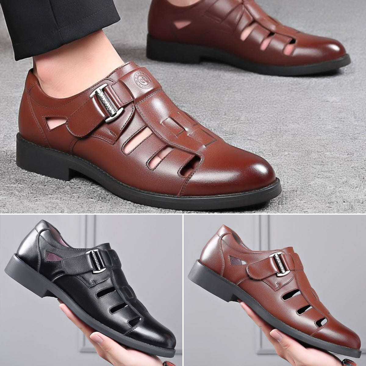 Nuevos zapatos de cuero transpirables de alta calidad para hombres