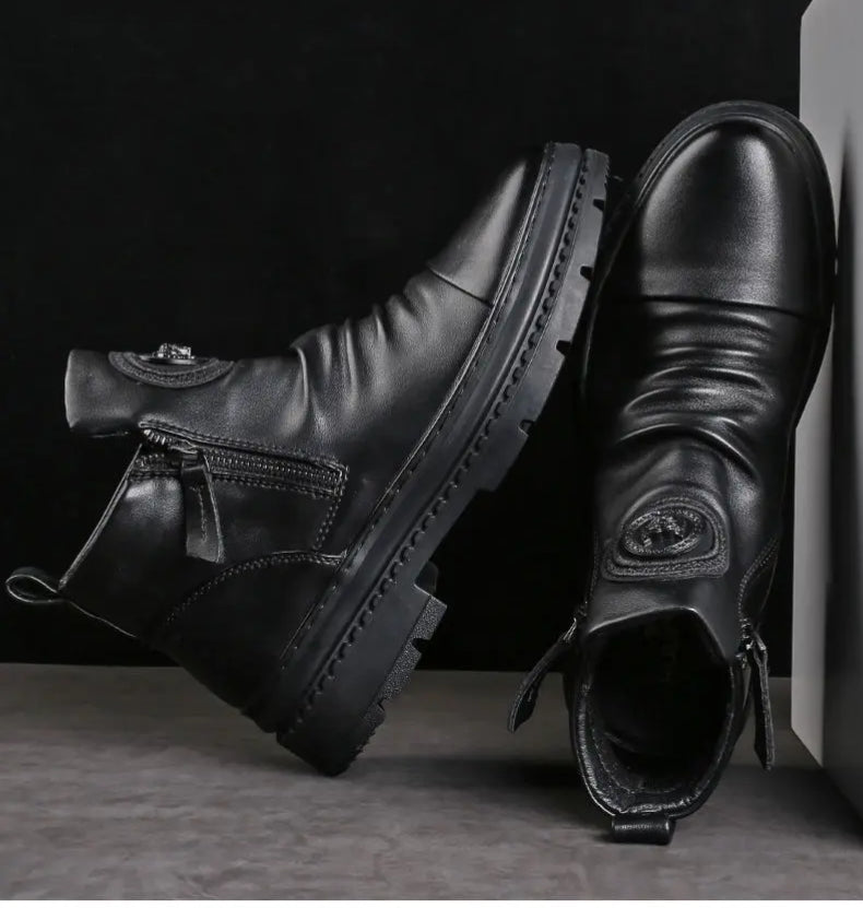 🔥[39-44] Nové pánske vysoké čižmy z britskej kože s hrubou podrážkou