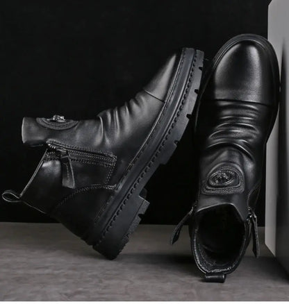 🔥[39-44] Nové pánske vysoké čižmy z britskej kože s hrubou podrážkou