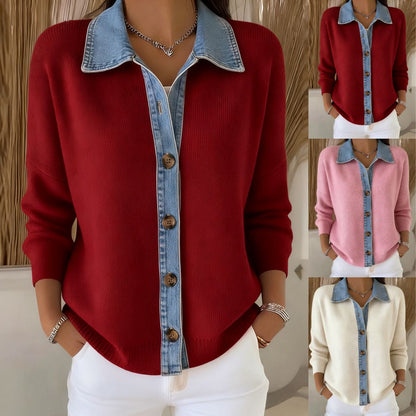 🔥【S-3XL】Nový dámsky džínsový patchworkový kardigan