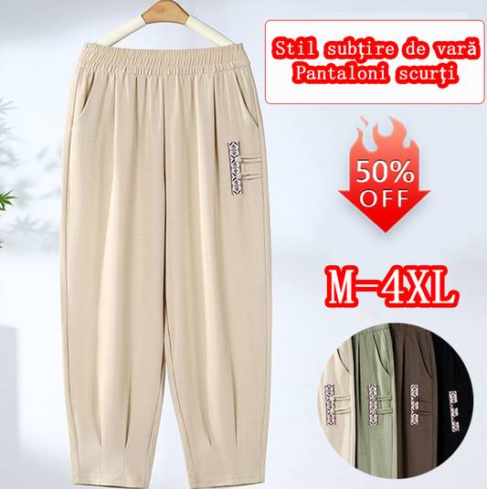 Pantaloni noi de vară subțiri din bumbac și in, cu nouă puncte