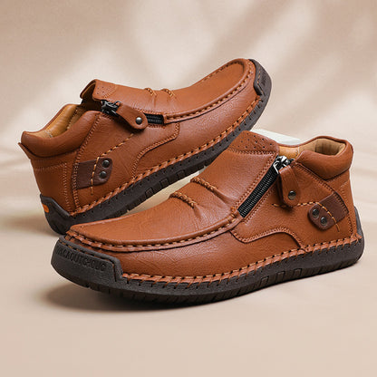 🔥👞【38-48】Pánské řidičské boty, vyrobené z vysoce kvalitní kůže, ručně vyrobené, protiskluzové - široká špička, podpora klenby