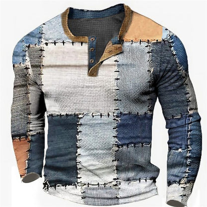 👔【S-4XL】🔥  Nová kolekce pánských košil s potiskem, dlouhé rukávy, uvolněný styl Henry, dostupné ve více barvách