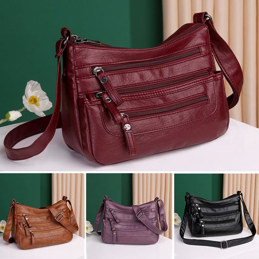 👜 Nowa retro torba na ramię z miękkiej skóry, o dużej pojemności i wielowarstwowej konstrukcji