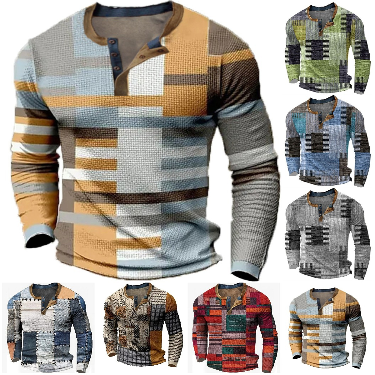 👔【S-4XL】🔥  Nová kolekce pánských košil s potiskem, dlouhé rukávy, uvolněný styl Henry, dostupné ve více barvách