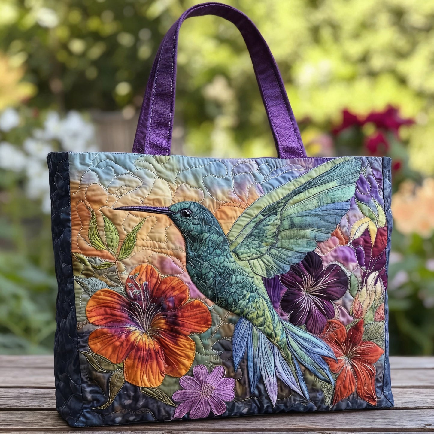 🔥👜Bolsa de mano con diseño floral personalizado(43 cm de ancho, 40 cm de alto)