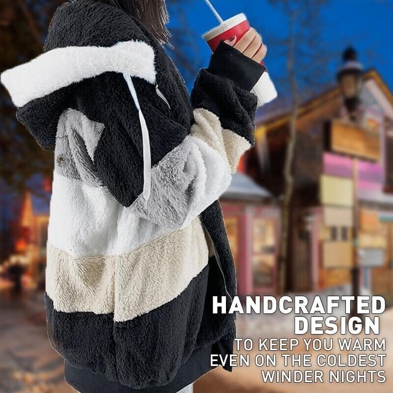 ❄️[S-5XL] Nueva chaqueta cálida con capucha y rayas de felpa 2025
