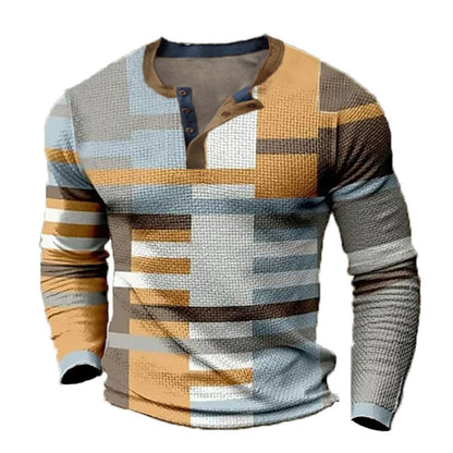👔【S-4XL】🔥  Nová kolekce pánských košil s potiskem, dlouhé rukávy, uvolněný styl Henry, dostupné ve více barvách