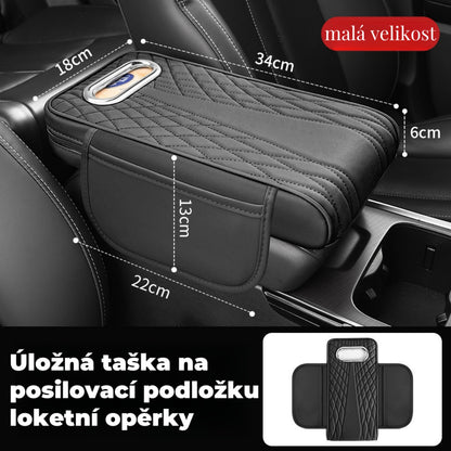 Multifunkční kožený organizér do auta 3 v 1 – box na kapesníky a úložná taška na loketní opěrku, slouží také jako podložka pod loket, kompatibilní s různými typy vozidel.