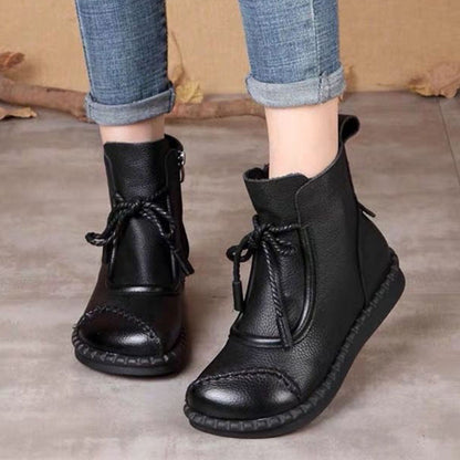 【35-40】👢2025 Botas de cuero suave retro para mujer de principios de otoño