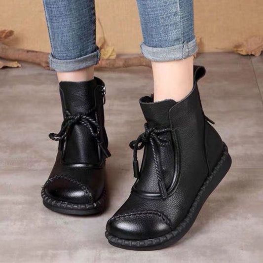 【35-40】👢2025 Botas de cuero suave retro para mujer de principios de otoño