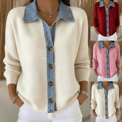 🔥【S-3XL】Nový dámsky džínsový patchworkový kardigan