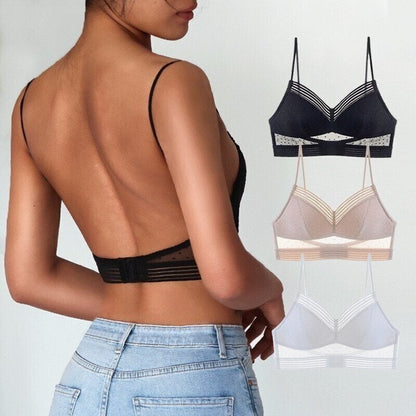 😍【Pachet de 3 piese】👙【S-3XL】Sutien în formă de U din dantelă ultra-subțire de vară, fără spate