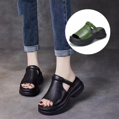 🔥【35-40】👡Sandale noi pentru femei, pentru creșterea în înălțime, cu talpă groasă și vârf deschis (înălțimea tocului 6 cm)
