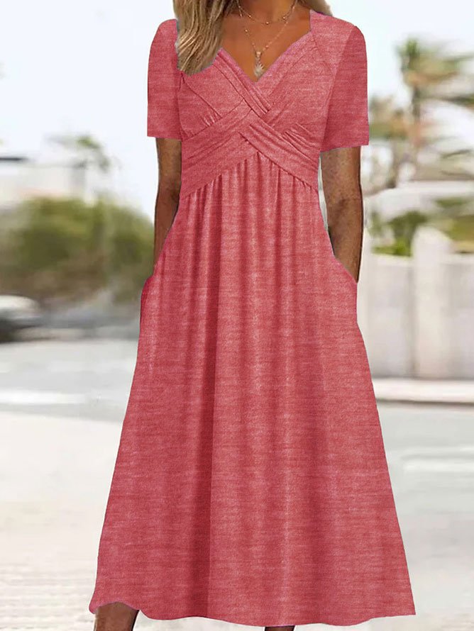 👍👍【50% REDUCERE】💐👗【S-3XL】Rochie simplă, casual, la modă, în culori uni, pentru primăvară și vară 2025