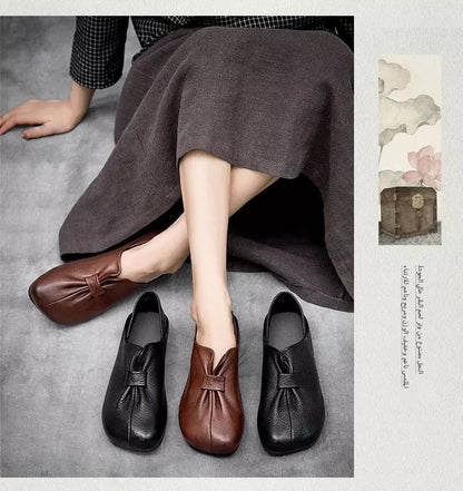 👡【35-42】Jesenné nové topánky s mäkkou podrážkou s mašľou z kvalitnej hovädzej kože, jednoduché a elegantné