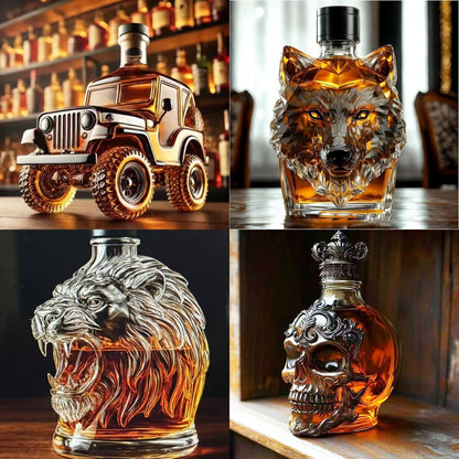 🍾🥃Juego de botellas de whisky con diseño divertido (300–320 ml) ｜4 diseños creativos y únicos ｜Regalo original y decoración genial para bar【No se vende alcohol】