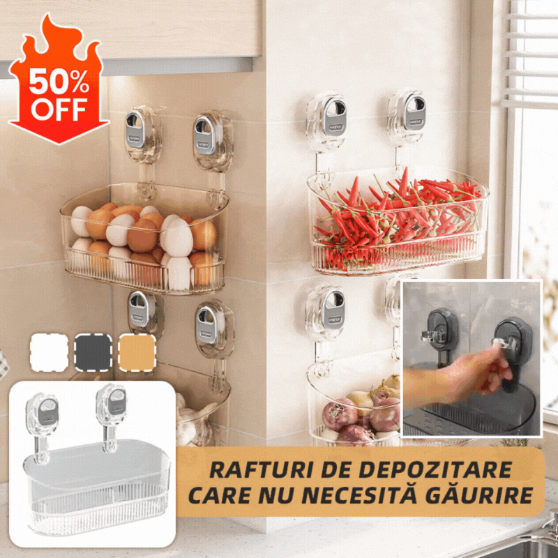 🍽️🧺🔥Compra 1 y llévate 1 gratis🔥Estante de almacenamiento con ventosa sin perforaciones, escurridor de pared para cocina y baño