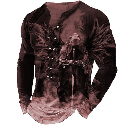 🔥Oferta de tiempo limitado【S-4XL】Camiseta casual de manga larga con estampado de león 3D para hombre