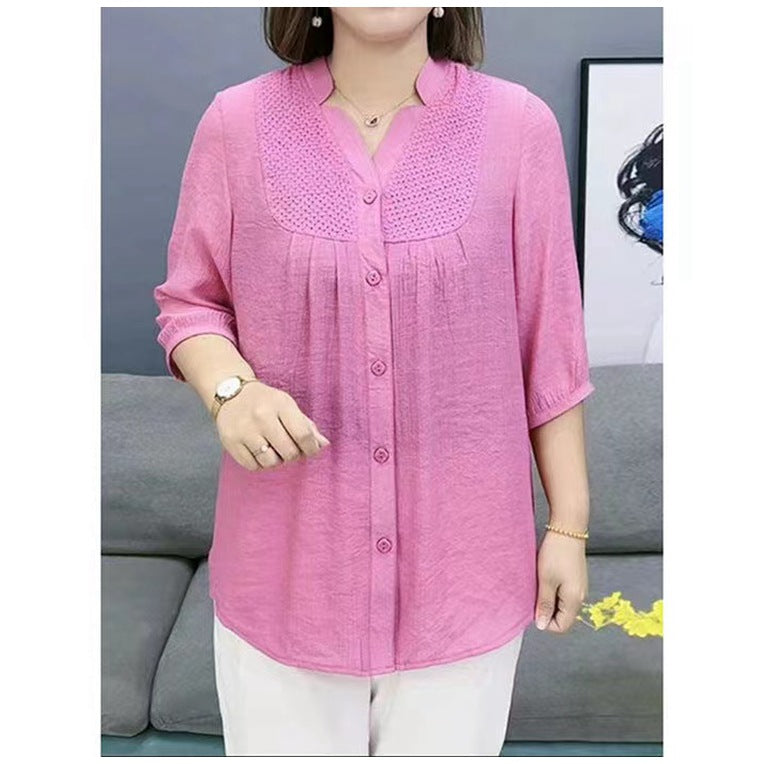 🧡【XL~5XL】2025 nou la modă la modă cămașă cu mânecă de șapte minute