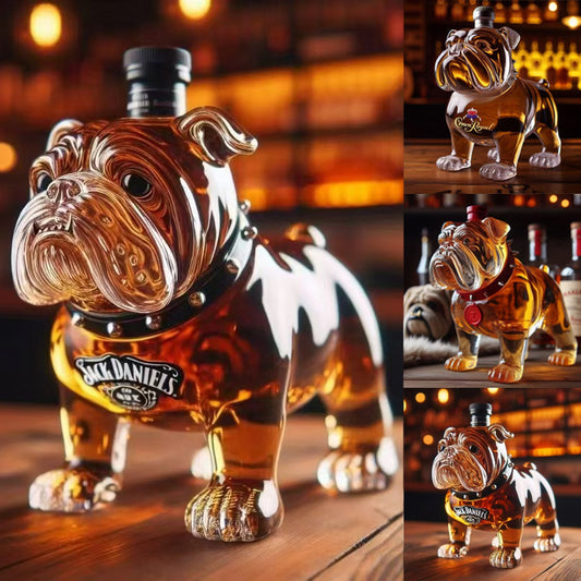 Sticlă de whisky amuzantă în formă de buldog francez (doar sticla, whisky-ul nu este inclus)