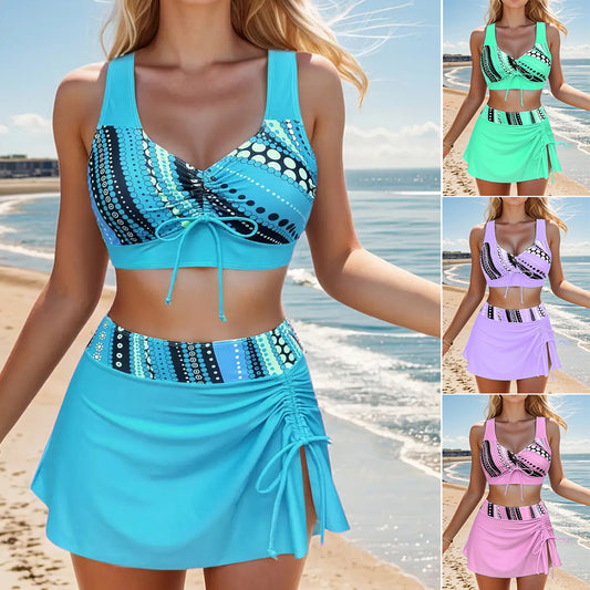 🩱👙【S-2XL】Pohodlné dvojdielne plavky s potlačou a sťahovacou šnúrkou pre ženy