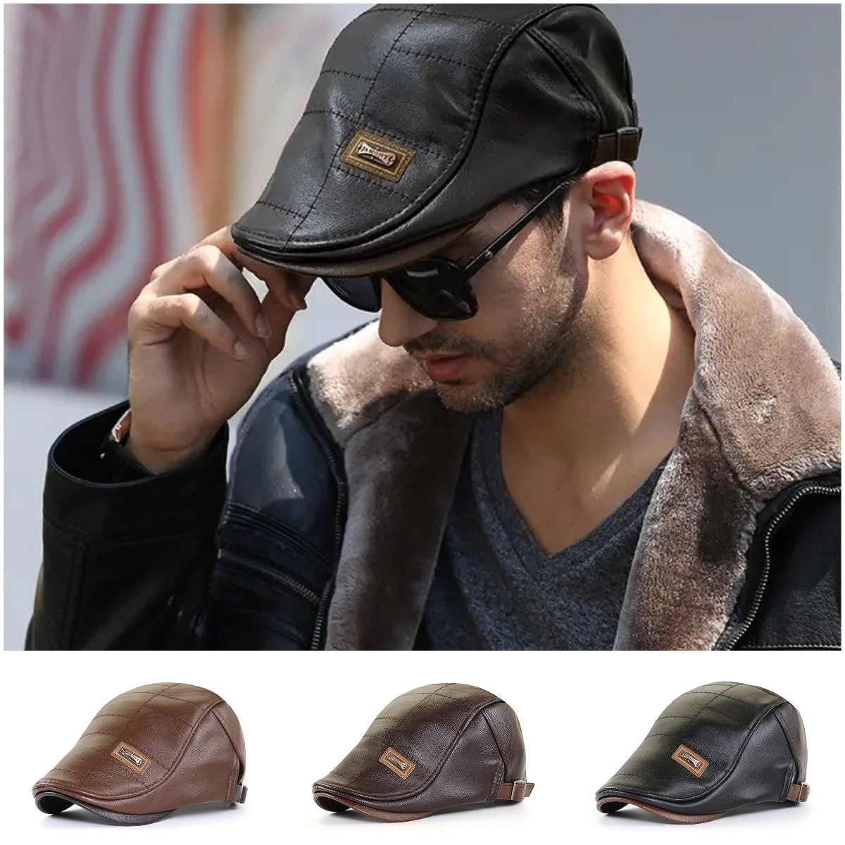 🧢🔥Pánsky retro kožený baret