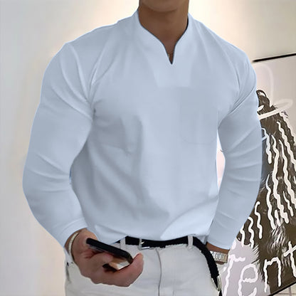 👔【S-5XL】Camiseta de algodón elástico con cuello en V para hombre de nuevo estilo de verano