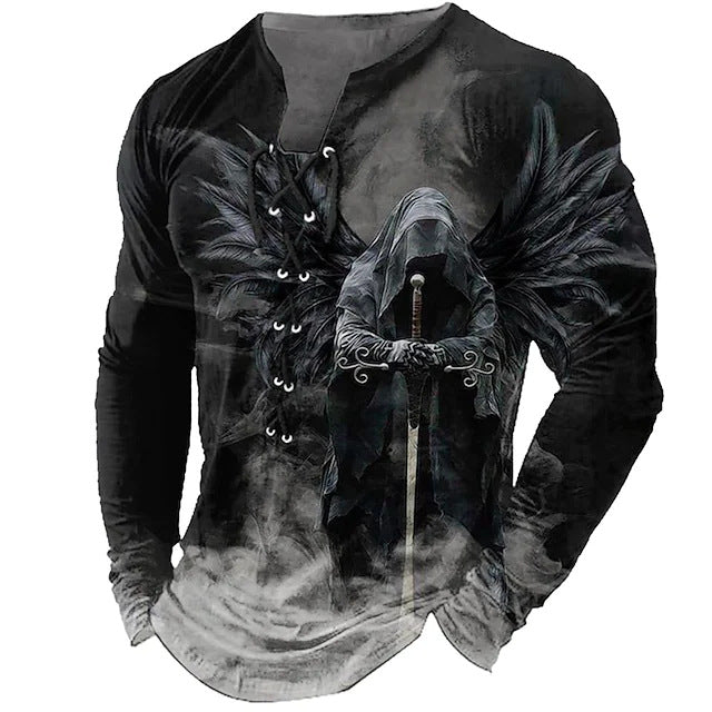 🔥Oferta de tiempo limitado【S-4XL】Camiseta casual de manga larga con estampado de león 3D para hombre