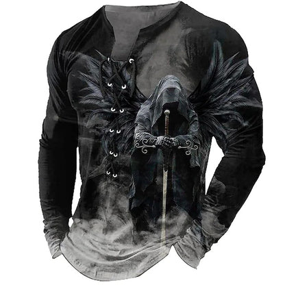 🔥Oferta de tiempo limitado【S-4XL】Camiseta casual de manga larga con estampado de león 3D para hombre