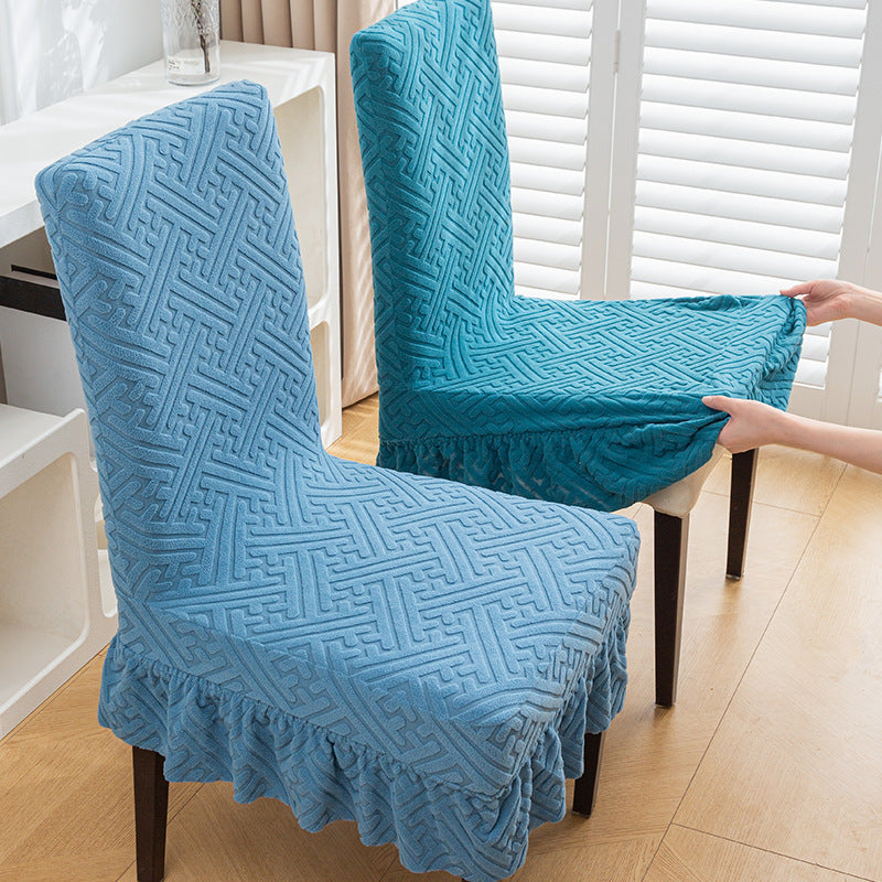 🌈【6 COLORES DISPONIBLES】✨【4 piezas】🪑Falda jacquard simple con respaldo engrosado, funda de asiento universal integrada